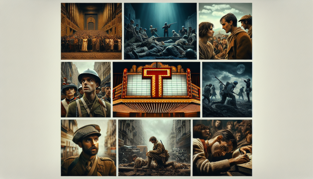 Affiche "Film en T" avec scènes iconiques de Le Transporteur, Les Trois Mousquetaires et Taken.