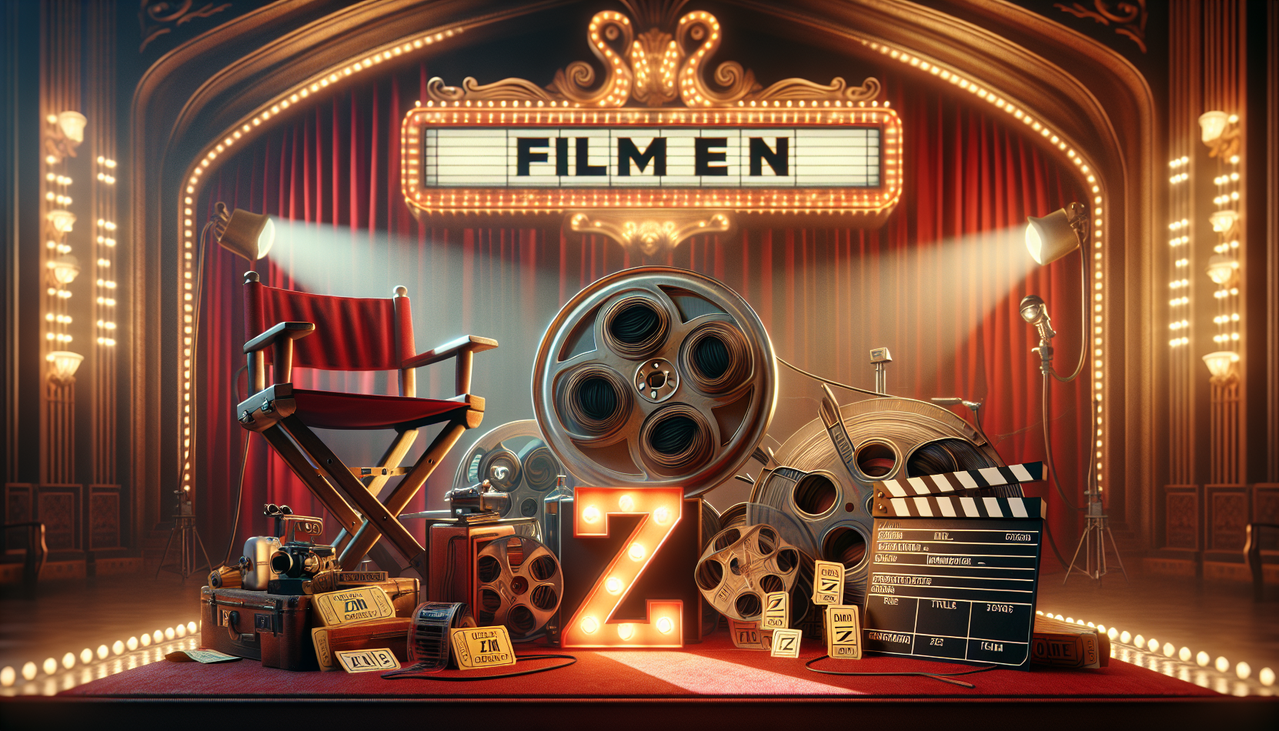 Crée une image stylée avec un cinéma classique mettant en avant le thème des films en Z.