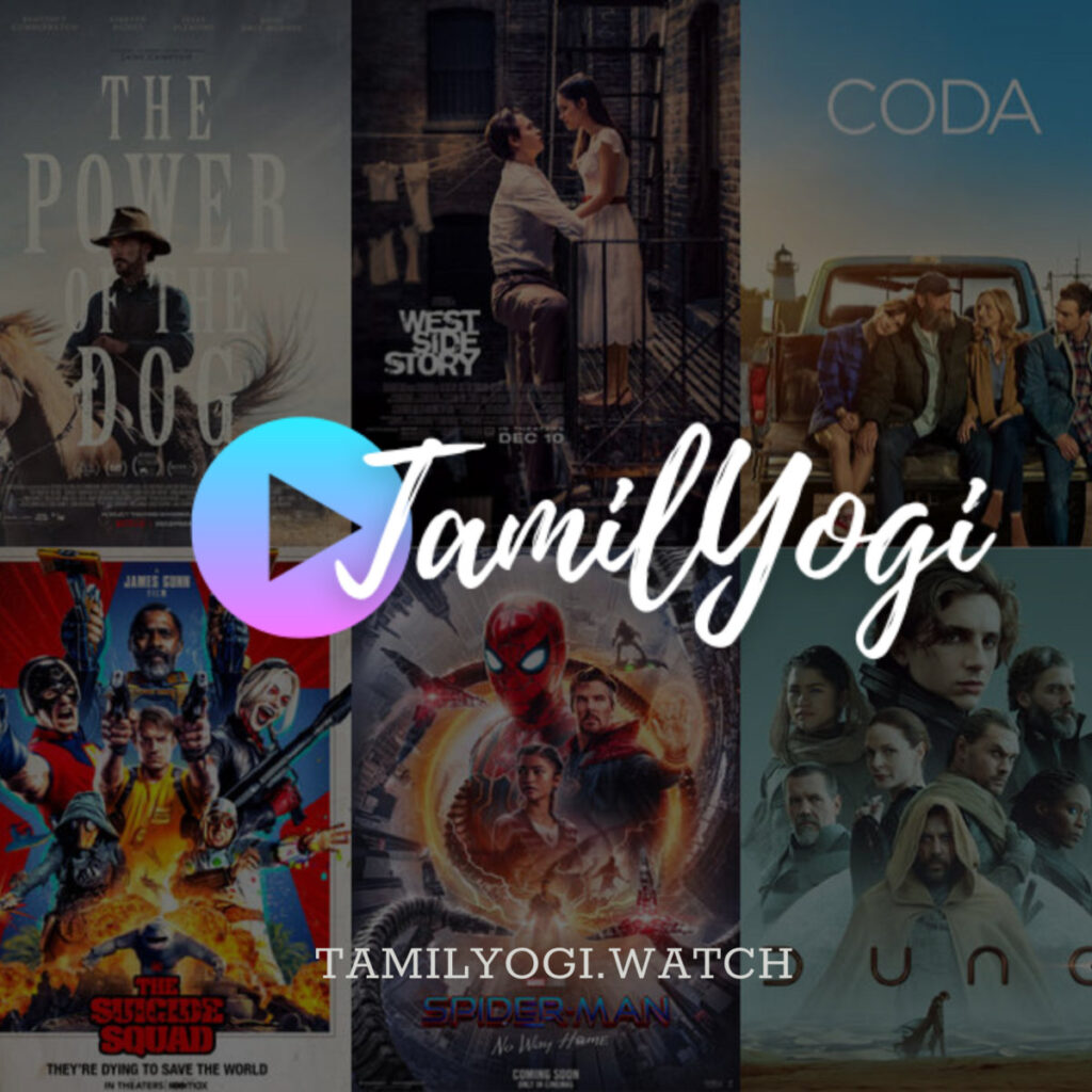 Affiche stylisée représentant la plateforme Tamilyogi pour regarder des films tamouls en HD